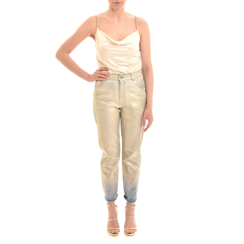 Motel Silver Coated Jeans-Light Blue/Silver
