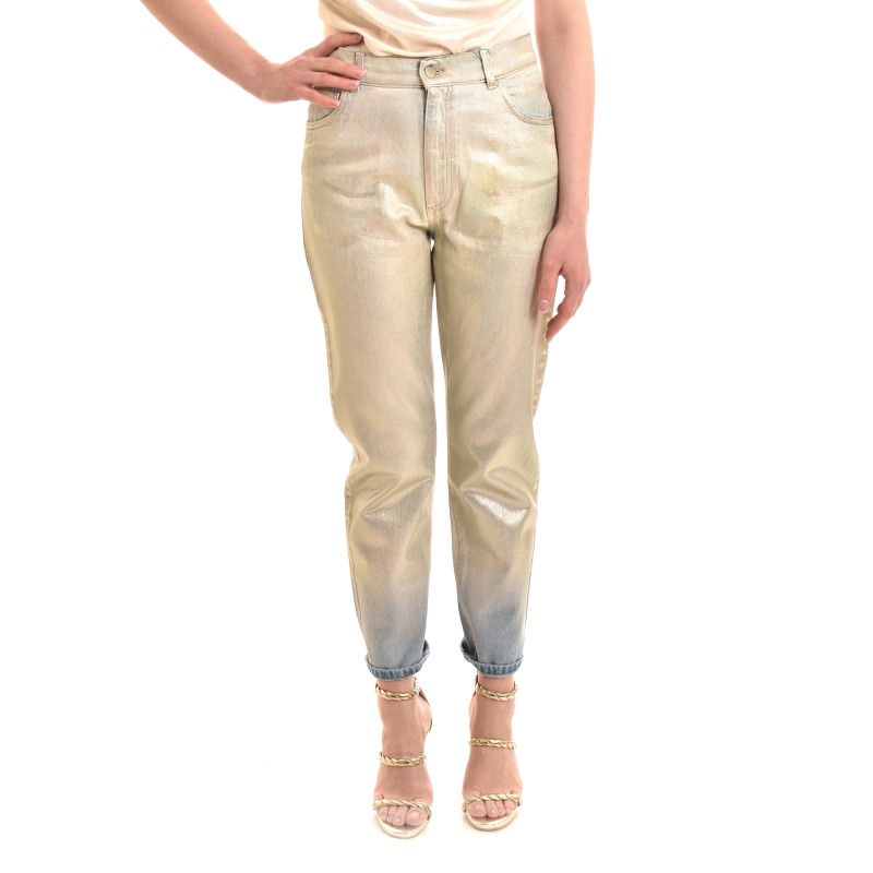 Motel Silver Coated Jeans-Light Blue/Silver