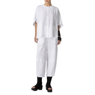 Lotus Eaters Shirt Mao Collar-Linen-White