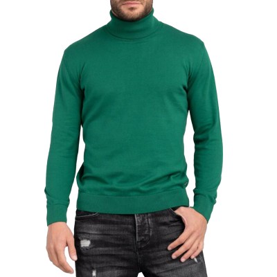 Vittorio Basic Turtleneck Sweater-Forest Green