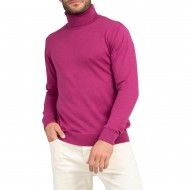Vittorio Basic Turtleneck Sweater In Viscose Fabric-Magenta