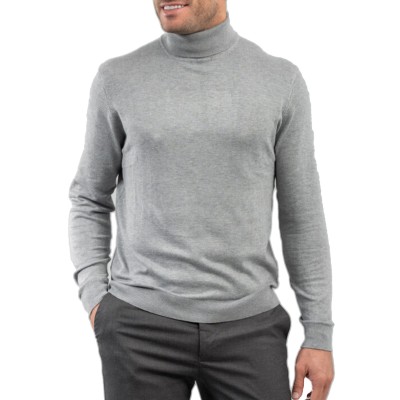 Vittorio Basic Turtleneck Sweater In Viscose Fabric-Light Grey