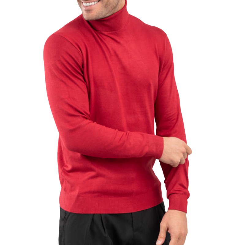 Vittorio Basic Turtleneck Sweater In Viscose Fabric-Red