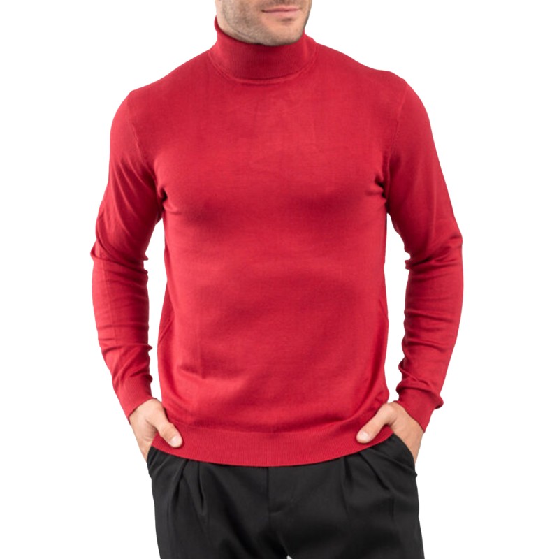Vittorio Basic Turtleneck Sweater In Viscose Fabric-Red