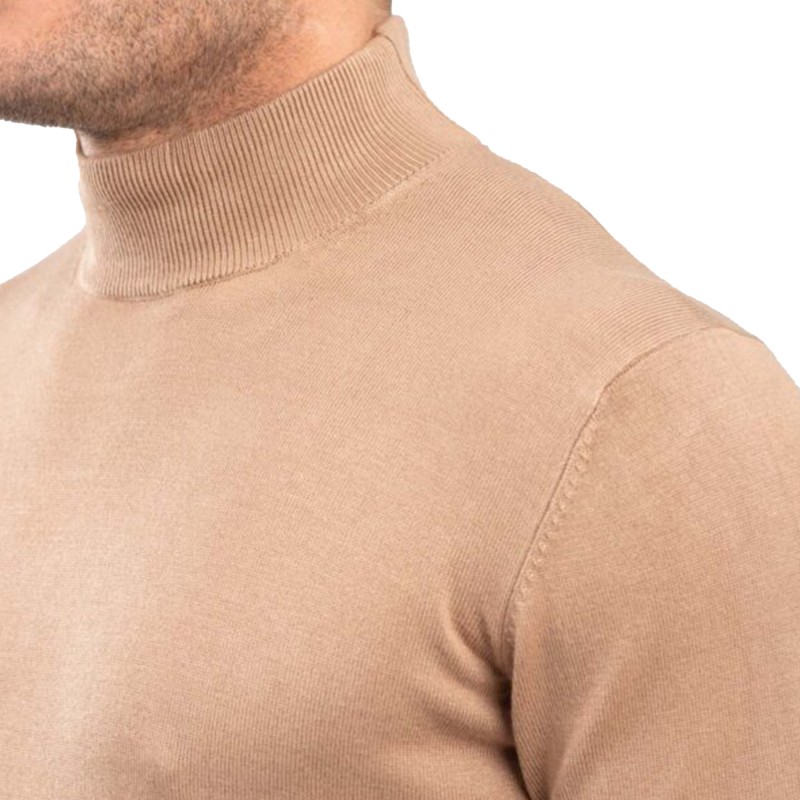 Vittorio Basic Lupeto Sweater In Viscose Fabric-Taba Vittorio Basic Lupeto Sweater In Viscose Fabric-Taba