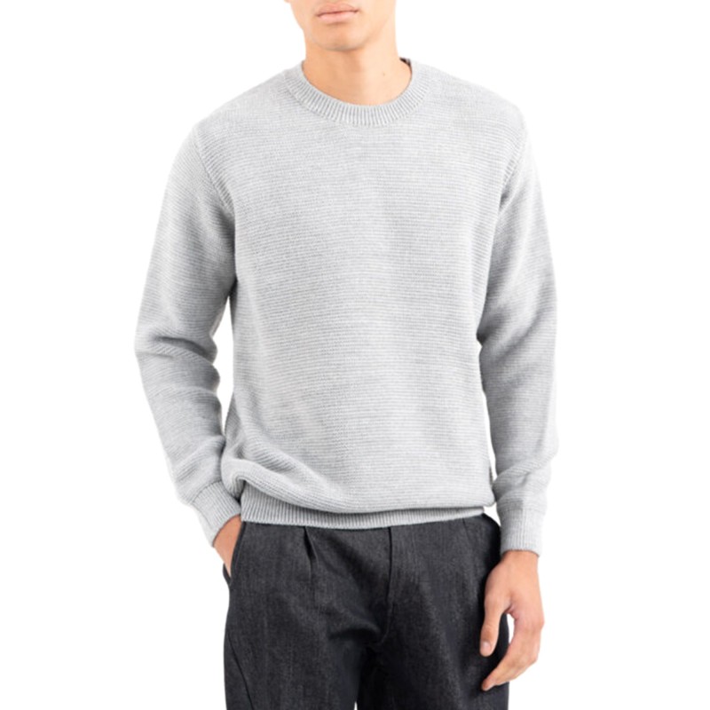 Vittorio Sweater Knitted Neckline-Light Grey