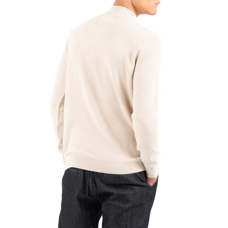 Vittorio Sweater Knitted Turtleneck Placket-Button Closure-Stone