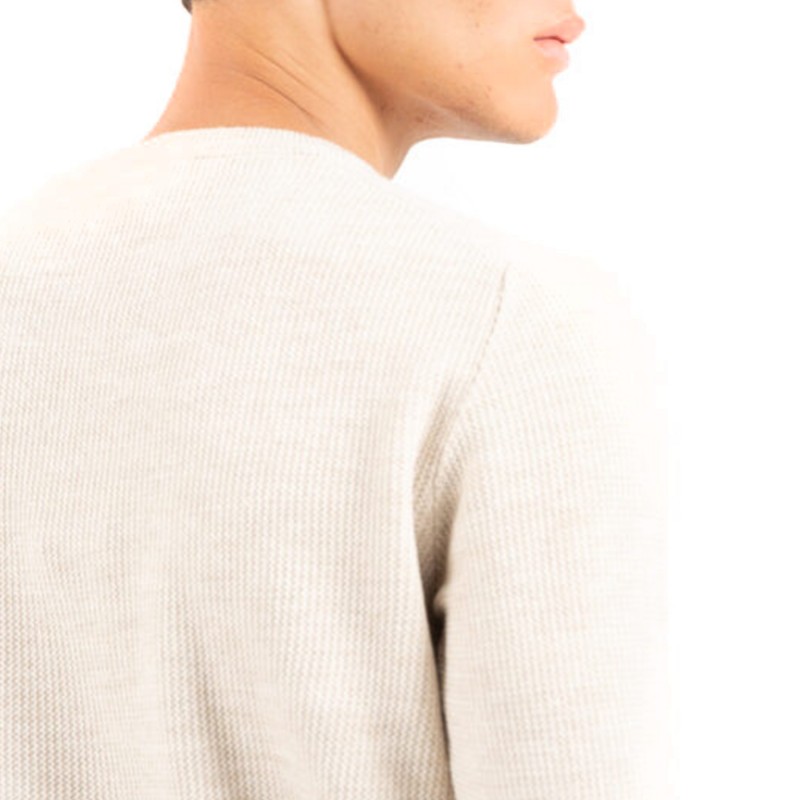Vittorio Sweater Knitted Neckline In Jacquard Knit-Beige