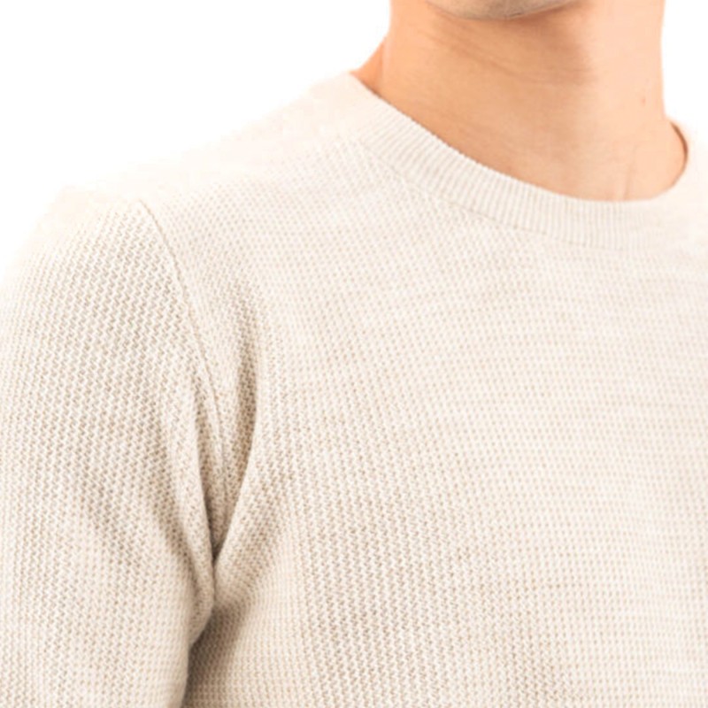 Vittorio Sweater Knitted Neckline In Jacquard Knit-Beige