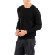 Vittorio Sweater Knitted Neckline In Jacquard Knit-Black Vittorio Sweater Knitted Neckline In Jacquard Knit-Black