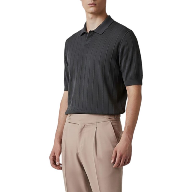 Vittorio Polo Knitted Shirt-Black Vittorio Polo Knitted Shirt-Black