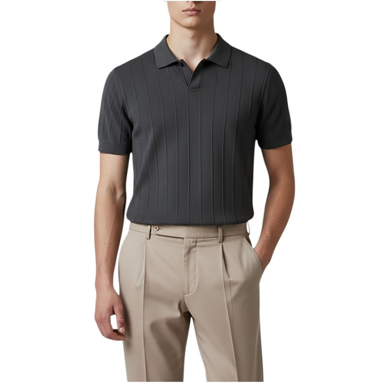 Vittorio Polo Knitted Shirt-Black Vittorio Polo Knitted Shirt-Black