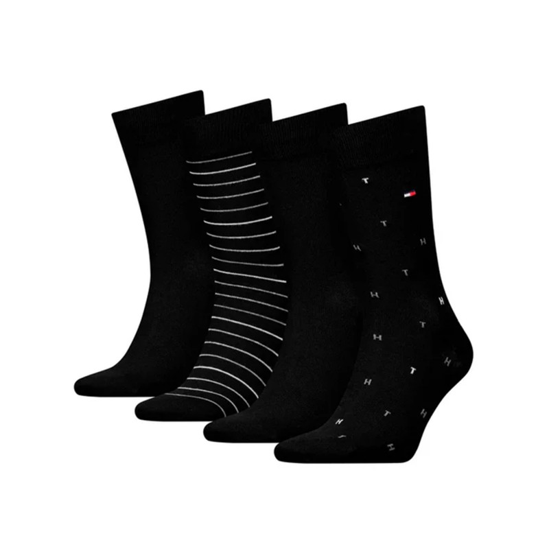 Tommy Hilfiger Socks 4 Pairs Tin Giftbox-Black