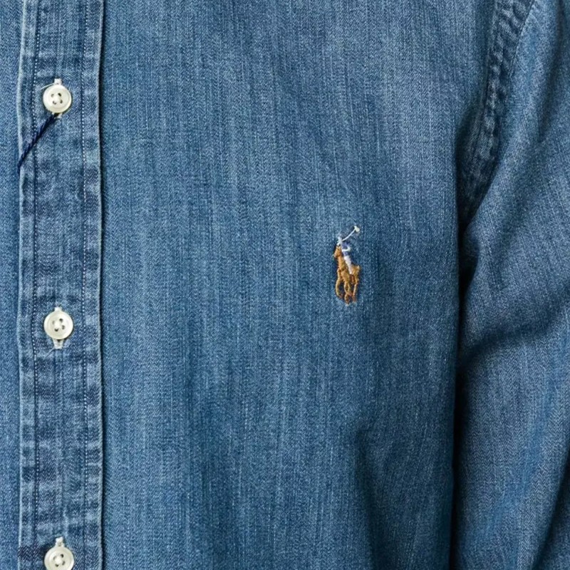 Polo Ralph Lauren Shirt Denim Slim Fit-Denim Polo Ralph Lauren Shirt Denim Slim Fit-Denim