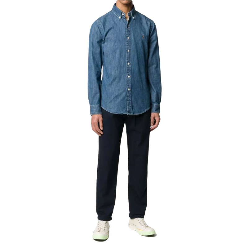 Polo Ralph Lauren Shirt Denim Slim Fit-Denim Polo Ralph Lauren Shirt Denim Slim Fit-Denim
