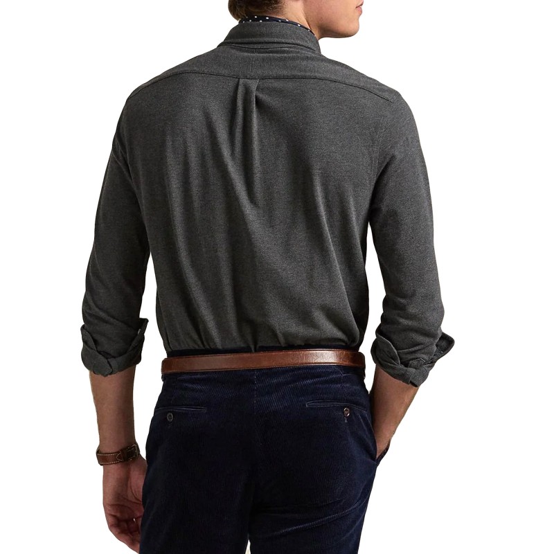 Polo Ralph Lauren Shirt Long Sleeve Knit-Grey Polo Ralph Lauren Shirt Long Sleeve Knit-Grey