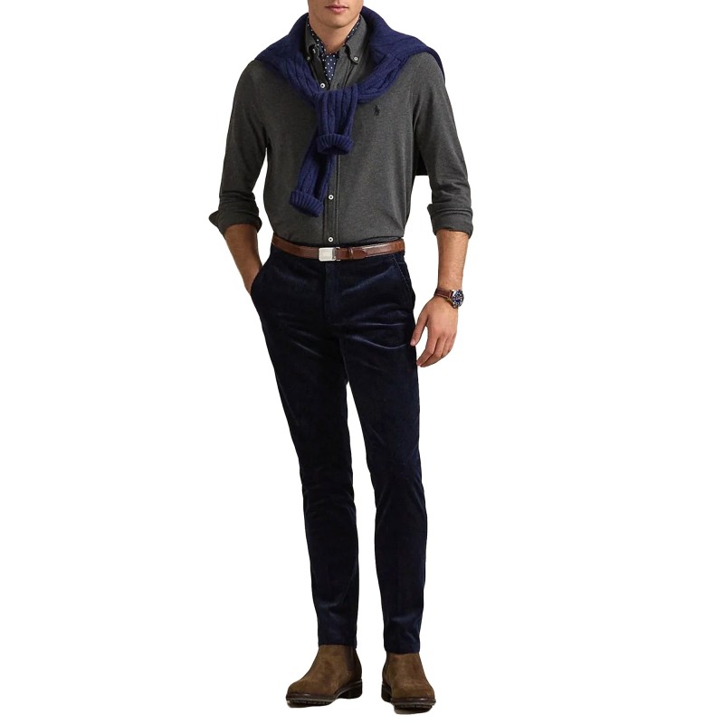 Polo Ralph Lauren Shirt Long Sleeve Knit-Grey Polo Ralph Lauren Shirt Long Sleeve Knit-Grey