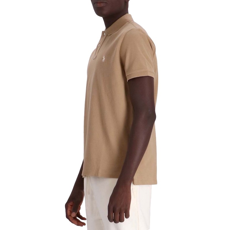 Polo Ralph Lauren Slim Fit Mesh Polo Shirt-Cafe Tan