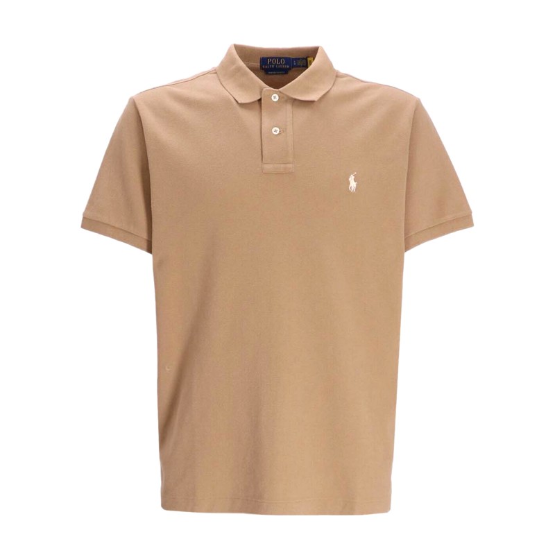 Polo Ralph Lauren Slim Fit Mesh Polo Shirt-Cafe Tan
