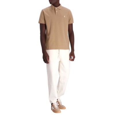 Polo Ralph Lauren Slim Fit Mesh Polo Shirt-Cafe Tan