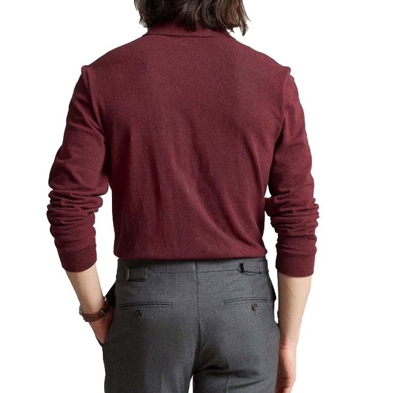 Polo Ralph Lauren Long Sleeve Knit Polo Shirt-Spring Wine Heather