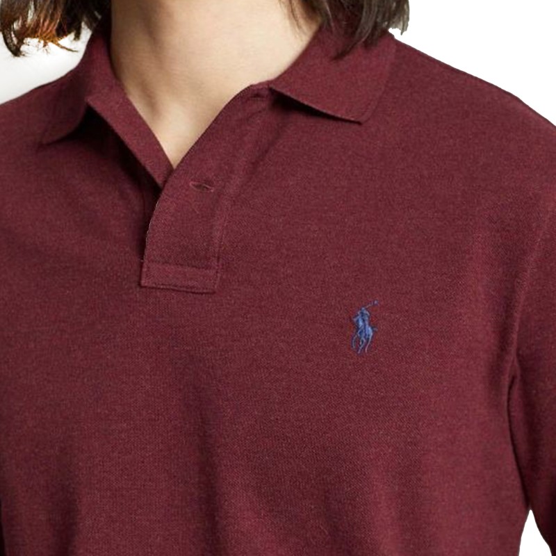 Polo Ralph Lauren Long Sleeve Knit Polo Shirt-Spring Wine Heather