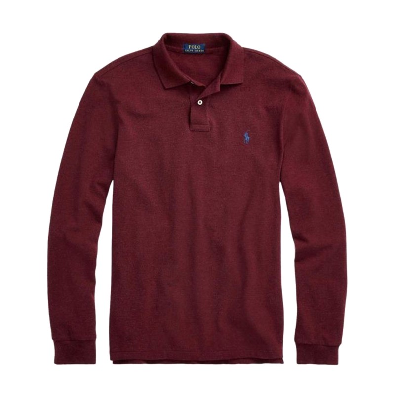 Polo Ralph Lauren Long Sleeve Knit Polo Shirt-Spring Wine Heather