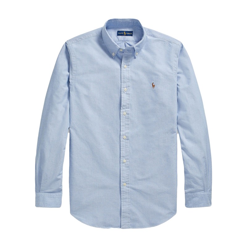 Polo Ralph Lauren Shirt Oxford Custom Fit-Blue Polo Ralph Lauren Shirt Oxford Custom Fit-Blue