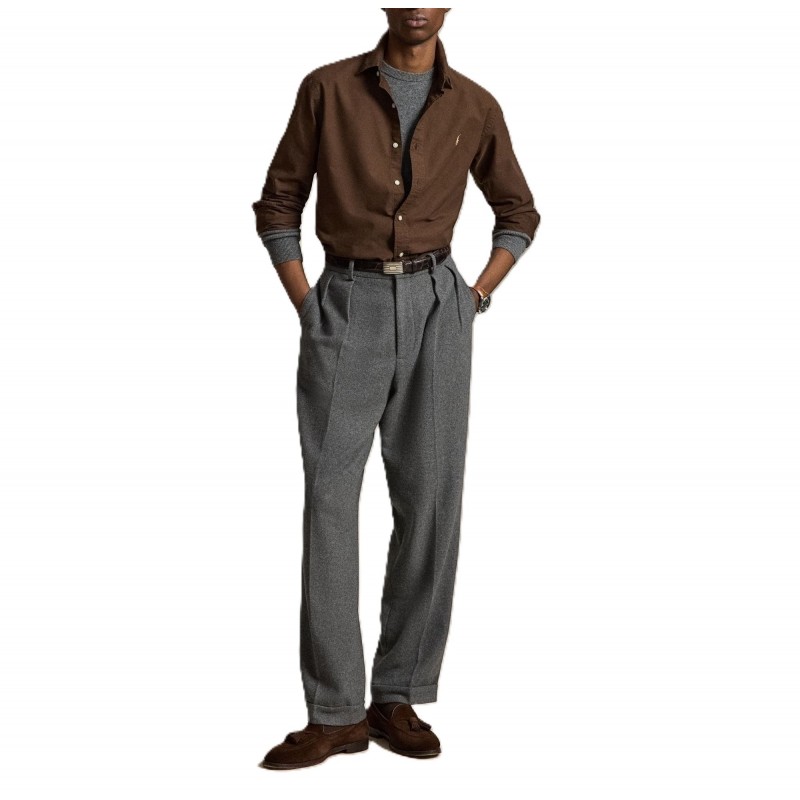 Polo Ralph Lauren Shirt Custom Fit Oxford-Brown Polo Ralph Lauren Shirt Custom Fit Oxford-Brown