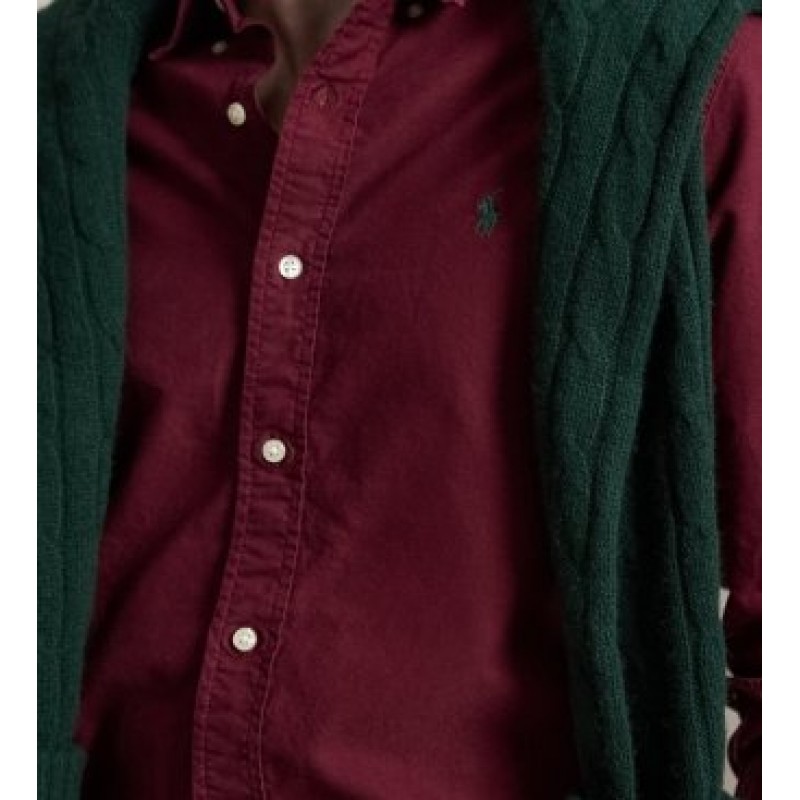Polo Ralph Lauren Shirt Custom Fit Oxford-Wine Polo Ralph Lauren Shirt Custom Fit Oxford-Wine