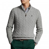 Polo Ralph Lauren Cable-Knit Cotton Sweater-Grey