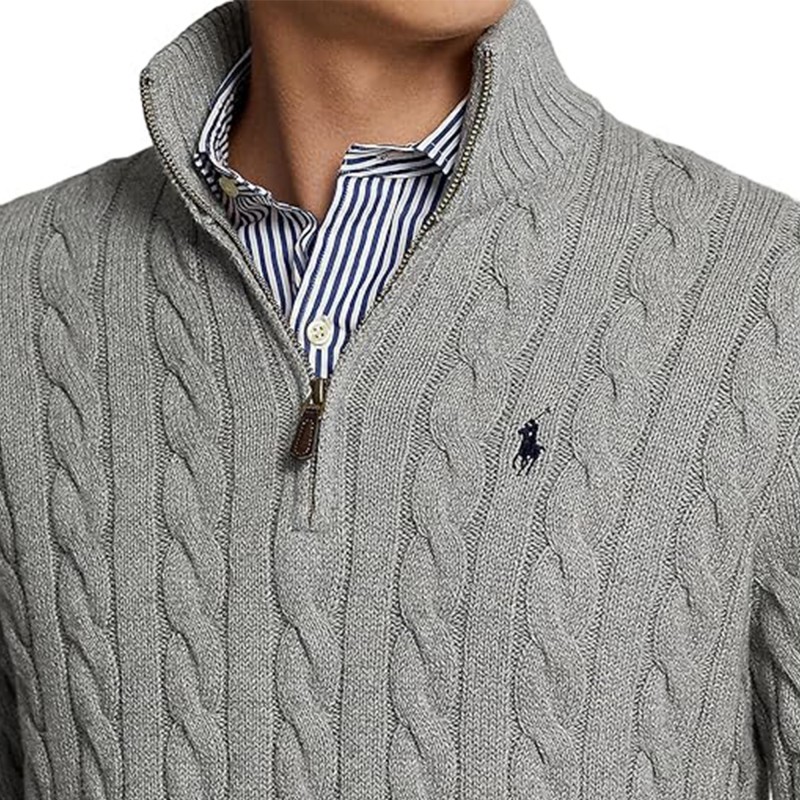 Polo Ralph Lauren Cable-Knit Cotton Sweater-Grey