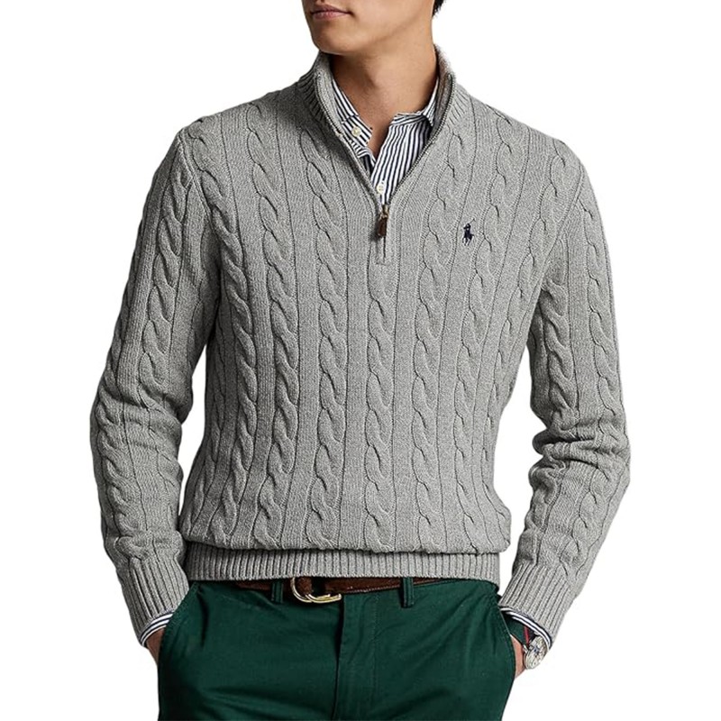 Polo Ralph Lauren Cable-Knit Cotton Sweater-Grey