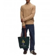 Polo Ralph Lauren Sweater Half Zip Cable Knit-Brown
