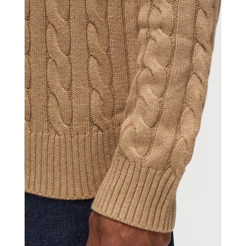 Polo Ralph Lauren Sweater Half Zip Cable Knit-Brown Polo Ralph Lauren Sweater Half Zip Cable Knit-Brown