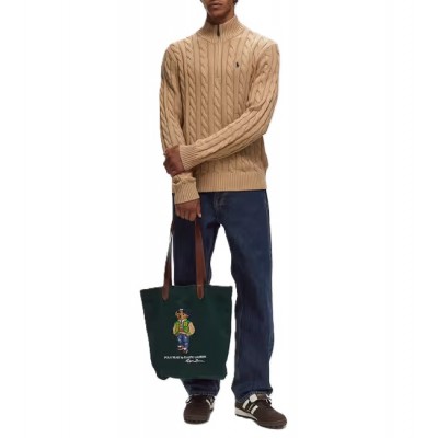 Polo Ralph Lauren Sweater Half Zip Cable Knit-Brown Polo Ralph Lauren Sweater Half Zip Cable Knit-Brown