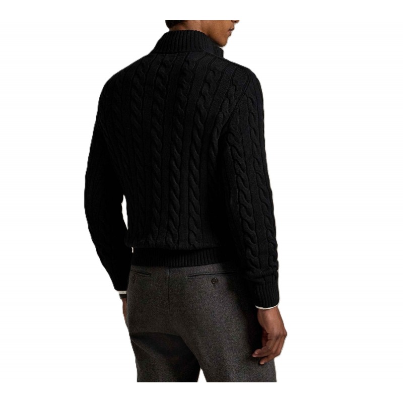 Polo Ralph Lauren Sweater Half Zip Cable Knit-Black Polo Ralph Lauren Sweater Half Zip Cable Knit-Black