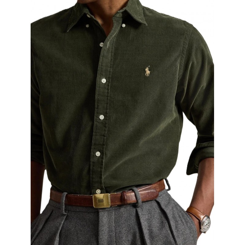 Polo Ralph Lauren Shirt Custom Fit Corduroy-Olive Polo Ralph Lauren Shirt Custom Fit Corduroy-Olive