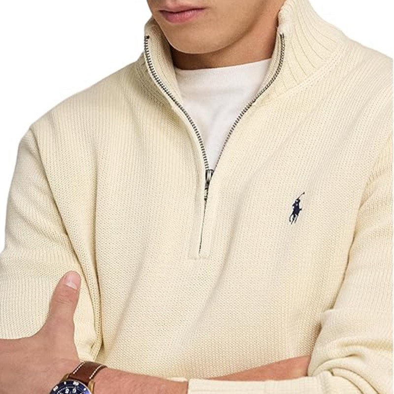 Polo Ralph Lauren Sweater Mock Neck Quarter Zip-Cream Polo Ralph Lauren Sweater Mock Neck Quarter Zip-Cream