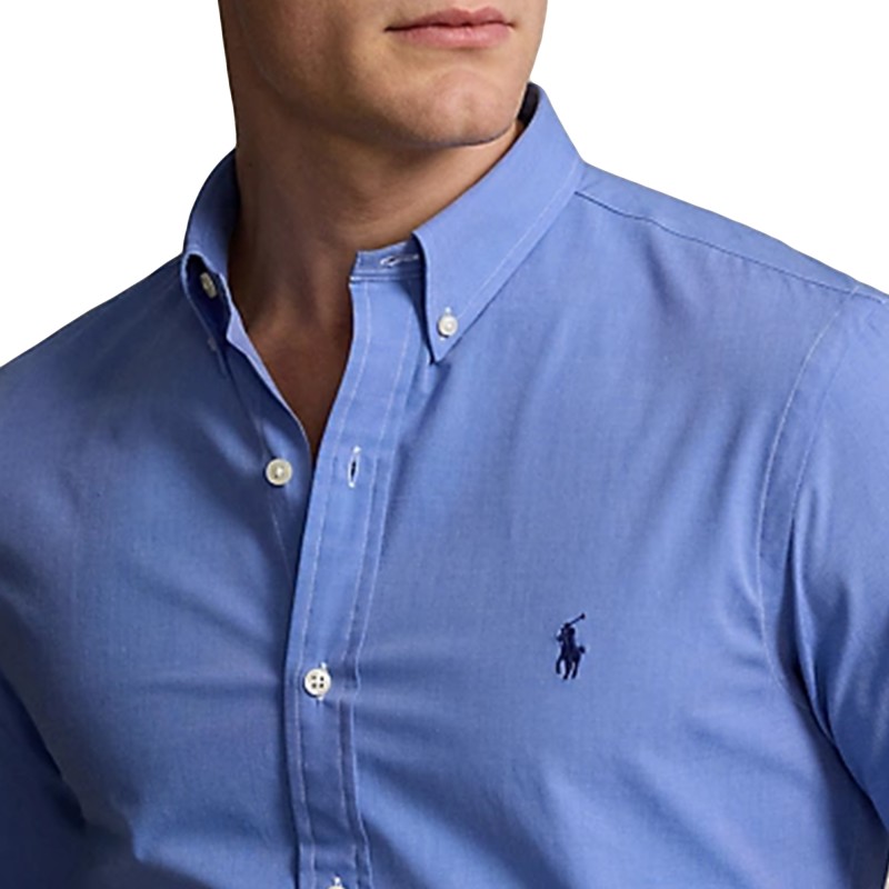Polo Ralph Lauren Slim Fit Core Replen Shirt-Blue End On End Polo Ralph Lauren Slim Fit Core Replen Shirt-Blue End On End