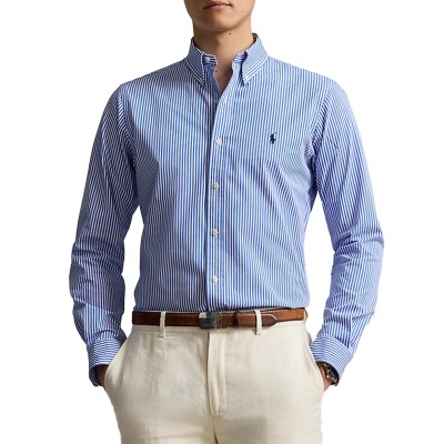 Polo Ralph Lauren Shirt Custom Fit Striped Stretch Poplin-Blue/White