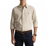 Polo Ralph Lauren Shirt Custom Fit Striped Stretch Poplin-Beige/White