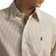 Polo Ralph Lauren Shirt Custom Fit Striped Stretch Poplin-Beige/White