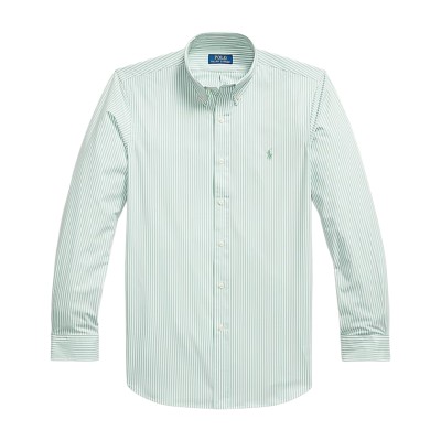 Polo Ralph Lauren Shirt Custom Fit Striped Stretch Poplin-Green/White