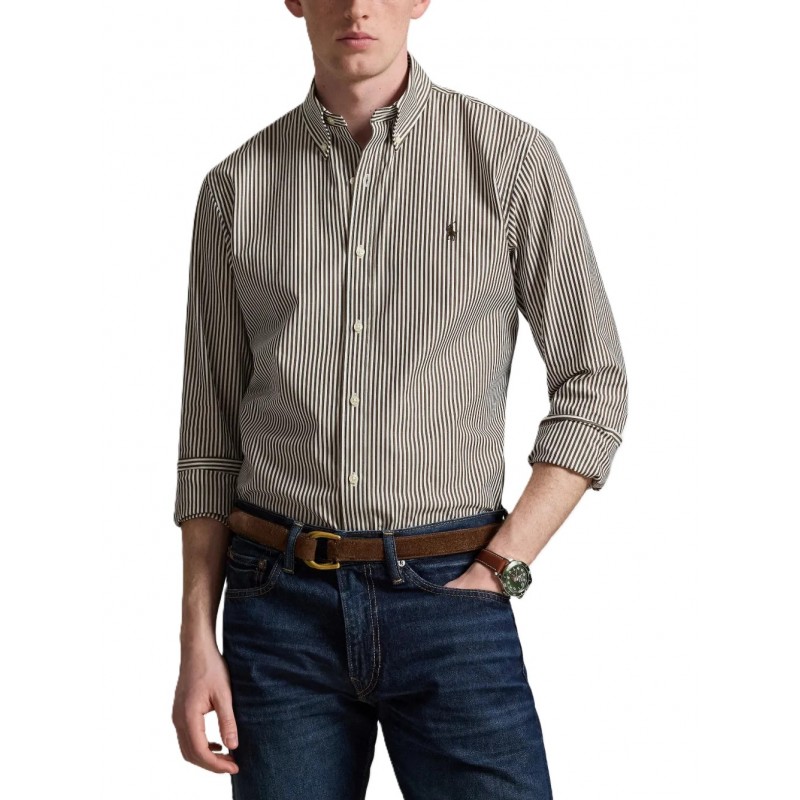 Polo Ralph Lauren Shirt Custom Fit Striped-Brown/White