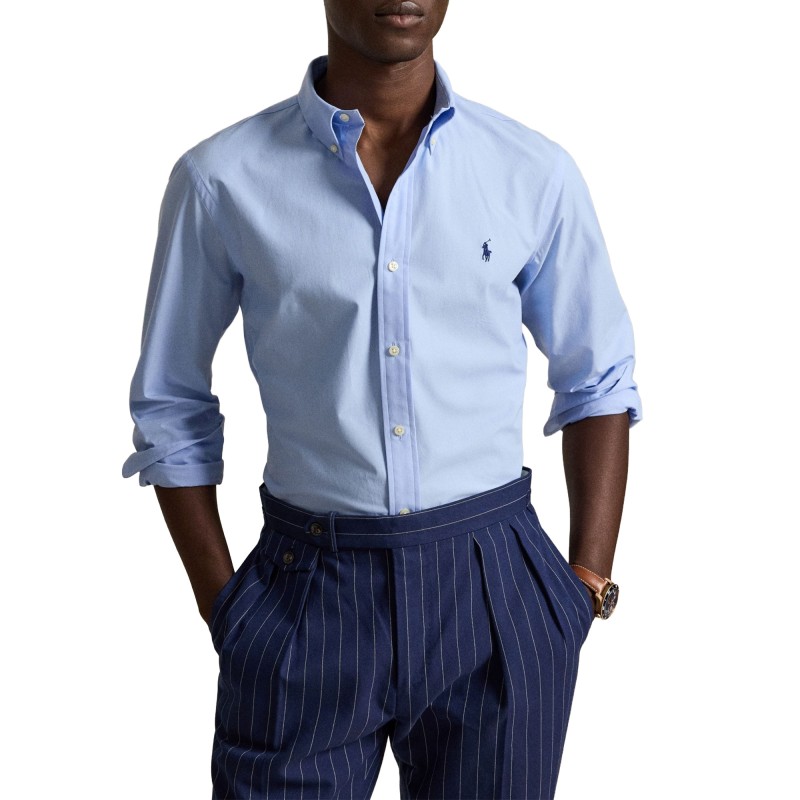 Polo Ralph Lauren Shirt Custom Fit Stretch-Blue Polo Ralph Lauren Shirt Custom Fit Stretch-Blue
