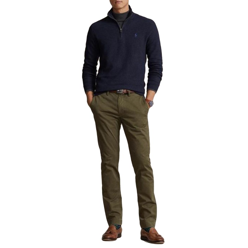 Polo Ralph Lauren Mesh-Knit Cotton Quarter-Zip Jumper-Navy
