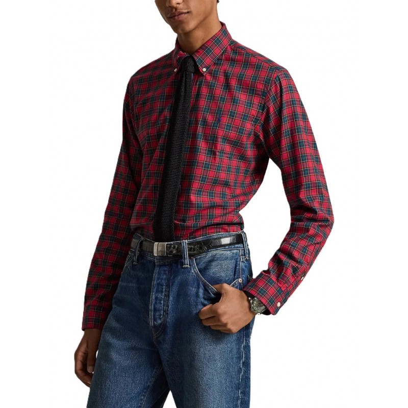 Polo Ralph Lauren Shirt Custom Fit Plaid Twill-Red/Blue