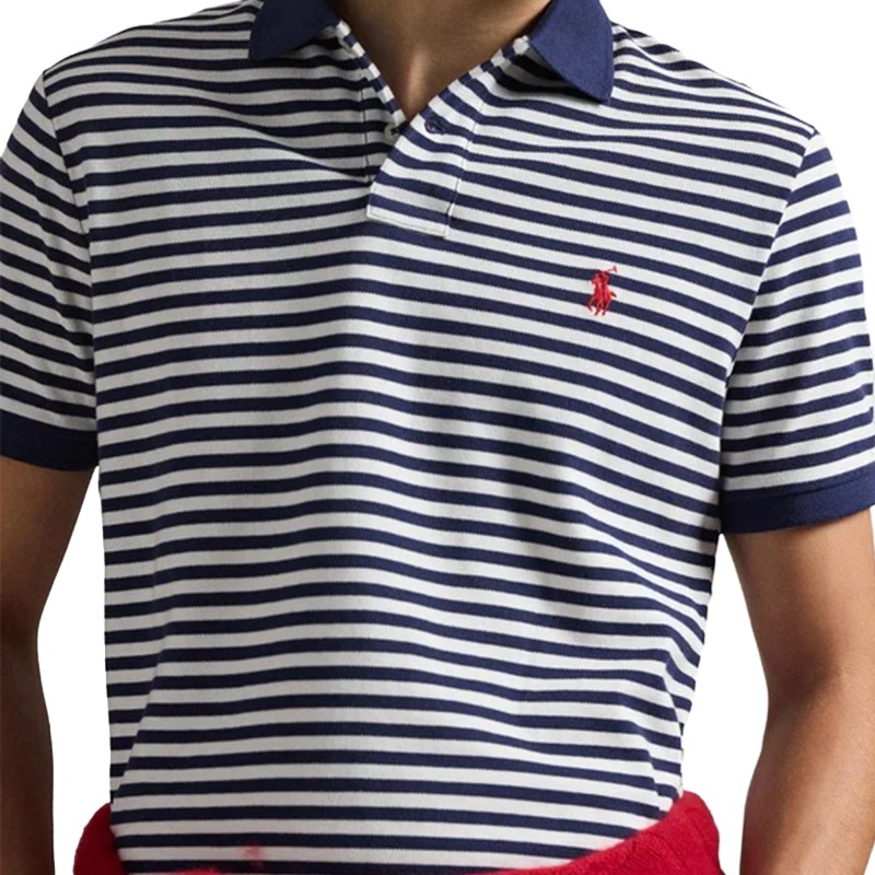 Polo Ralph Lauren Polo Shirt Striped Custom Slim Fit-Navy