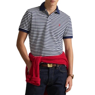Polo Ralph Lauren Polo Shirt Striped Custom Slim Fit-Navy